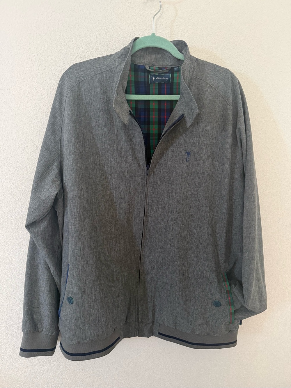 Murray Golf Fine Chap Harrington Jacket Preppy Heather Gray Plaid Lined Men XXL